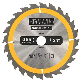 DeWalt Wood Construction Circular Saw Blade 165 x 20mm 24T 3 DeWalt Wood Construction Circular Saw Blade 165 x 20mm 24T