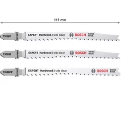 Bosch Expert T 308 Wood Hardwood 2-Side Clean Jigsaw Blades 3 Pack -Cutting & Blades Shop 168RR A3