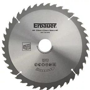 Erbauer Wood TCT Saw Blade 210 x 30mm 40T 3 Erbauer Wood TCT Saw Blade 210 x 30mm 40T