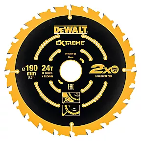 DeWalt Wood Extreme Circular Saw Blades 190 x 30mm 24T 3 Pack 5 DeWalt Wood Extreme Circular Saw Blades 190 x 30mm 24T 3 Pack - Image 3