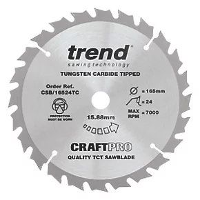 Trend CraftPo CSB/16548TC Wood Circular Saw Blade for Cordless Saws 165 x 15.88mm 48T 3 Trend CraftPo CSB/16548TC Wood Circular Saw Blade for Cordless Saws 165 x 15.88mm 48T