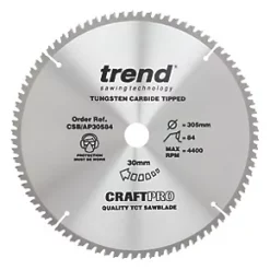 Trend CraftPo CSB/AP30584 Aluminium/Plastic Circular Saw Blade 305 x 30mm 84T