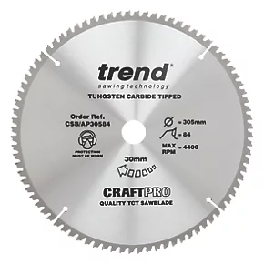 Trend CraftPo CSB/AP30584 Aluminium/Plastic Circular Saw Blade 305 x 30mm 84T 3 Trend CraftPo CSB/AP30584 Aluminium/Plastic Circular Saw Blade 305 x 30mm 84T