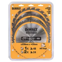 DeWalt Wood/Plastic Circular Saw Blade Set 250 x 30mm 24 / 48T 3 Pack 5 DeWalt Wood/Plastic Circular Saw Blade Set 250 x 30mm 24 / 48T 3 Pack -Cutting & Blades Shop 311KR A1