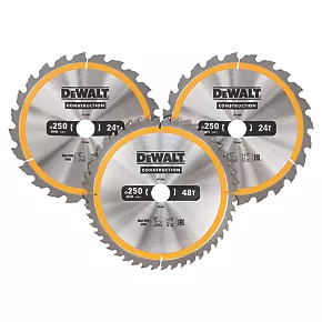 DeWalt Wood/Plastic Circular Saw Blade Set 250 x 30mm 24 / 48T 3 Pack 3 DeWalt Wood/Plastic Circular Saw Blade Set 250 x 30mm 24 / 48T 3 Pack