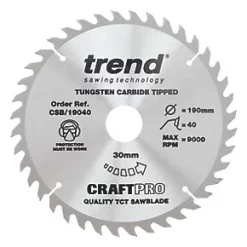 Trend CraftPo CSB/19040 Wood Circular Saw blade 190 x 30mm 40T