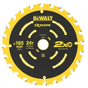 DeWalt Wood Extreme 2nd Fix Circular Saw Blade 165 x 20mm 24T 3 DeWalt Wood Extreme 2nd Fix Circular Saw Blade 165 x 20mm 24T