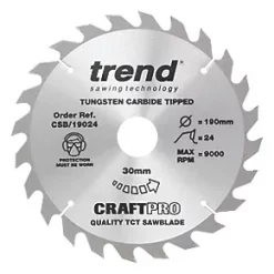Trend CraftPo CSB/19024 Wood Circular Saw Blade 190 x 30mm 24T