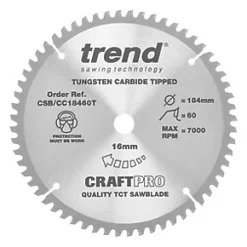 Trend CraftPo CSB/CC18460T Wood Crosscut Circular Saw Blade 184 x 16mm 60T