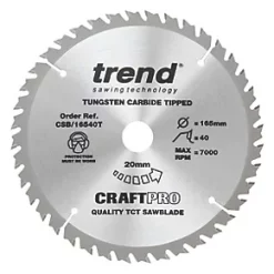 Trend CraftPo CSB/16540T Wood Thin Kerf Circular Saw Blade 165 x 20mm 40T