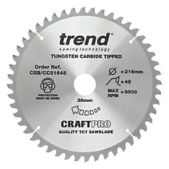Trend CraftPo CSB/CC21648 Wood Crosscut Circular Saw Blade 216 x 30mm 48T