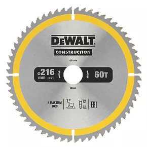DeWalt Wood TCT Saw Blade 216 x 30mm 60T 3 DeWalt Wood TCT Saw Blade 216 x 30mm 60T