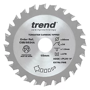 Trend CraftPo CSB/8524A Wood Thin Kerf Circular Saw Blade for Cordless Saws 85 x 15mm 24T 3 Trend CraftPo CSB/8524A Wood Thin Kerf Circular Saw Blade for Cordless Saws 85 x 15mm 24T