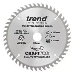 Trend CraftPo CSB/PT16048 Wood Plunge Saw Blade 160 x 20mm 48T