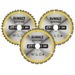 DeWalt Wood/Plastic Circular Saw Blade 216 x 30mm 24 / 40T 3 Pack